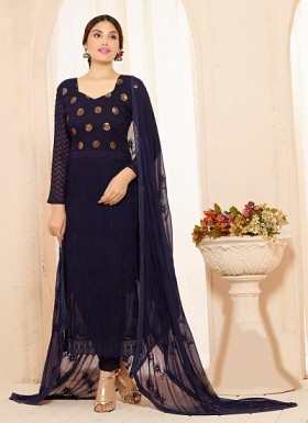 Designer Dark Blue Nazneen Chiffon Dress Material @ Rs1235.00