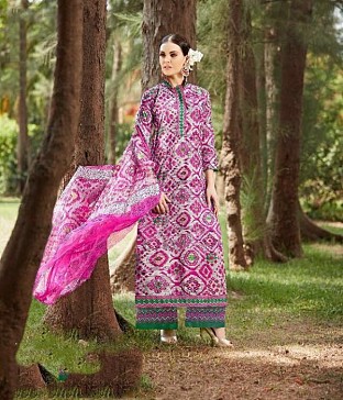 Designer unstitched Pakistani style long embroidered cotton straight suit @ Rs1175.00