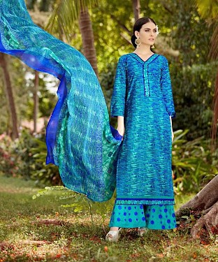 Designer Unstitched Pakistani style long embroidered cotton straight suit @ Rs1175.00