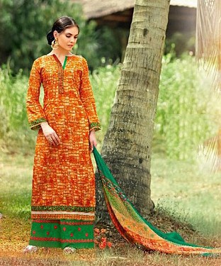 Designer Unstitched Pakistani style long embroidered cotton straight suit @ Rs1175.00