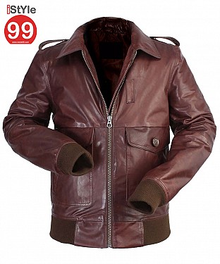 Gents Tan Leather Jacket @ Rs7106.00