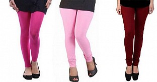 Cotton Pink,Light Pink and Brown Color Leggings Combo @ Rs617.00
