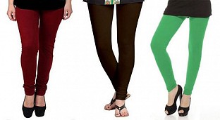 Cotton Brown,Dark Brown and Green Color Leggings Combo @ Rs617.00