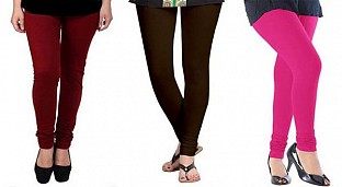 Cotton Brown,Dark Brown and Pink Color Leggings Combo @ Rs617.00
