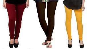 Cotton Brown,Dark Brown and Yellow Color Leggings Combo @ Rs617.00