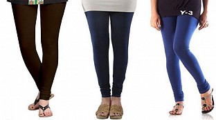 Cotton Dark Brown,Dark Blue and Blue Color Leggings Combo @ Rs617.00