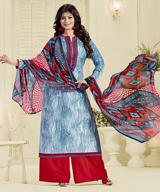 Designer Unstitched Lawn cotton embroidered straight suit @ Rs1175.00