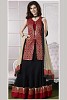 Stunning Black & Red Banarsi Semi-stitched Salwar Suit- salwar suits for women, Buy salwar suits for women Online, dress materials for women, anarkali suits, Buy anarkali suits,  online Sabse Sasta in India - Semi Stitched Anarkali Style Suits for Women - 10357/20160616
