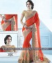 Designer Orange Georgette Saree With Beige Rawsilk Blouse Fabric @ 26% OFF Rs 2658.00 Only FREE Shipping + Extra Discount - saree, Buy saree Online, georgette saree, deasiner  saree, Buy deasiner  saree,  online Sabse Sasta in India - Sarees for Women - 8933/20160429
