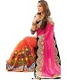 Beautiful Pink and Orange Embroidery Net  Saree @ 49% OFF Rs 1482.00 Only FREE Shipping + Extra Discount - Partywear Saree, Buy Partywear Saree Online, Georgette Saree, Deginer Saree, Buy Deginer Saree,  online Sabse Sasta in India - Sarees for Women - 8090/20160328
