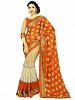 Beautiful Orange And Cream Lace Work Georgette Saree- sarees, Buy sarees Online, sarees for women, sarees for women party wear, Buy sarees for women party wear,  online Sabse Sasta in India - Sarees for Women - 10141/20160601