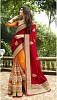 Bridal Red & Orange Embroidered Saree- sarees, Buy sarees Online, sarees for women, sarees for women party wear, Buy sarees for women party wear,  online Sabse Sasta in India - Sarees for Women - 10831/20160712