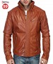 Stylish  Tan Leather Jacket Slim Fit @ 55% OFF Rs 6282.00 Only FREE Shipping + Extra Discount -  online Sabse Sasta in India - Leather Jackets for Men - 755/20141230