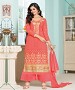 Thankar Latest Designer Heavy Peach Embroidery Straight Suit @ 53% OFF Rs 1173.00 Only FREE Shipping + Extra Discount - Georgette, Buy Georgette Online, Semi-stitched, palazzo Style Suit, Buy palazzo Style Suit,  online Sabse Sasta in India -  for  - 3249/20150925