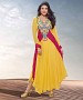 THANKAR HEAVY FLOOR LENGTH YELLOW ANARKALI SUIT @ 31% OFF Rs 1977.00 Only FREE Shipping + Extra Discount - Georgette, Buy Georgette Online, Semi-stitched, Anarkali suit, Buy Anarkali suit,  online Sabse Sasta in India - Semi Stitched Anarkali Style Suits for Women - 3342/20150925