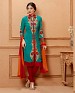 THANKAR NEW DESIGNER SKY BLUE AND RED STRAIGHT SUIT @ 31% OFF Rs 1853.00 Only FREE Shipping + Extra Discount - Suit, Buy Suit Online, Santoon, Georgette, Buy Georgette,  online Sabse Sasta in India - Semi Stitched Anarkali Style Suits for Women - 3433/20150925