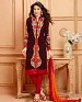 THANKAR NEW DESIGNER BROWN AND RED STRAIGHT SUIT @ 31% OFF Rs 1853.00 Only FREE Shipping + Extra Discount - Suit, Buy Suit Online, Santoon, Georgette, Buy Georgette,  online Sabse Sasta in India -  for  - 3434/20150925