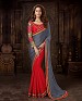 GREY AND RED DESIGNER SAREE @ 31% OFF Rs 2411.00 Only FREE Shipping + Extra Discount - santin Chiffon, Buy santin Chiffon Online, Saree, Party Wear saree, Buy Party Wear saree,  online Sabse Sasta in India - Sarees for Women - 4081/20151012