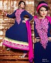 New fancy blue Embroidered Anarkali suit @ 51% OFF Rs 1222.00 Only FREE Shipping + Extra Discount - Georgette, Buy Georgette Online, Semi-stitched, Anarkali suit, Buy Anarkali suit,  online Sabse Sasta in India - Semi Stitched Anarkali Style Suits for Women - 3100/20150925