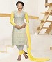 THANKAR WHITE AND YELLOW CHIFFON STRAIGHT SUIT @ 38% OFF Rs 1112.00 Only FREE Shipping + Extra Discount - Chiffon Suit, Buy Chiffon Suit Online, Semi-stitched Suit, Straight suit, Buy Straight suit,  online Sabse Sasta in India - Salwar Suit for Women - 5979/20160112