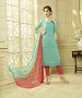 SKY AND PEACH CHIFFON STRAIGHT SUIT @ 31% OFF Rs 1606.00 Only FREE Shipping + Extra Discount - Chiffon Suit, Buy Chiffon Suit Online, Semi-stitched Suit, Straight suit, Buy Straight suit,  online Sabse Sasta in India - Salwar Suit for Women - 6595/20160220