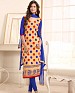 Fancy Cream &blue Embroidred Salwar Suit @ 58% OFF Rs 1050.00 Only FREE Shipping + Extra Discount - Chanderi, Buy Chanderi Online, Semi-stitched, Straight suit, Buy Straight suit,  online Sabse Sasta in India -  for  - 3134/20150925