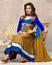 stylish golden yellow with blue anarkali salwar suit @ 59% OFF Rs 1029.00 Only FREE Shipping + Extra Discount - Chanderi, Buy Chanderi Online, dress material, salwar suit, Buy salwar suit,  online Sabse Sasta in India - Semi Stitched Anarkali Style Suits for Women - 3717/20150925