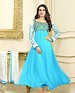 Stylis Cyan Designe Anarkali Salwar Suits @ 42% OFF Rs 1081.00 Only FREE Shipping + Extra Discount - Georgette, Buy Georgette Online, dress material, salwar suit, Buy salwar suit,  online Sabse Sasta in India - Semi Stitched Anarkali Style Suits for Women - 3726/20150925