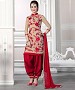 Cream And Red Cotton Patiala Suit Collection @ 41% OFF Rs 741.00 Only FREE Shipping + Extra Discount - Cotton Suit, Buy Cotton Suit Online, Anarkali Salwar Suit, Semi Stiched Suit, Buy Semi Stiched Suit,  online Sabse Sasta in India - Salwar Suit for Women - 8527/20160407