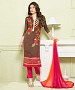 BROWN AND PINK EMBROIDERED HEAVY CHANDERI STRAIGHT SUIT @ 31% OFF Rs 1297.00 Only FREE Shipping + Extra Discount - chanderi, Buy chanderi Online, STRAIGHT SUIT, partywear suit, Buy partywear suit,  online Sabse Sasta in India - Salwar Suit for Women - 9097/20160505