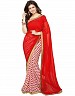 Beautiful Red Printed,lace Work Georgette Saree- sarees, Buy sarees Online, sarees for women, printed sarees for women, Buy printed sarees for women,  online Sabse Sasta in India - Sarees for Women - 10174/20160613