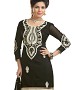 Black And white Chanderi Cotton Embroidered Party Wear Unstitched Dress @ 46% OFF Rs 1025.00 Only FREE Shipping + Extra Discount - Chanderi Cotton Suit, Buy Chanderi Cotton Suit Online, unstich Suit, Straight suit, Buy Straight suit,  online Sabse Sasta in India - Dress Materials for Women - 6674/20160229
