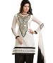 White And Black Chanderi Cotton Embroidered Party Wear Unstitched Dress @ 46% OFF Rs 1025.00 Only FREE Shipping + Extra Discount - Chanderi Cotton Suit, Buy Chanderi Cotton Suit Online, unstich Suit, Straight suit, Buy Straight suit,  online Sabse Sasta in India - Dress Materials for Women - 6675/20160229