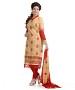 Beige And Red Cotton Embroidered Party Wear Unstitched Dress @ 47% OFF Rs 958.00 Only FREE Shipping + Extra Discount - Cotton Suit, Buy Cotton Suit Online, Unstiched Suit, Straight suit, Buy Straight suit,  online Sabse Sasta in India -  for  - 6658/20160229