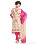 Cream And Rani Pink Cotton Embroidered Party Wear Unstitched Dress @ 47% OFF Rs 958.00 Only FREE Shipping + Extra Discount - Cotton Suit, Buy Cotton Suit Online, unstich Suit, Straight suit, Buy Straight suit,  online Sabse Sasta in India -  for  - 6661/20160229