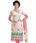 Off-White And Peach Cotton Embroidered Party Wear Unstitched Dress @ 45% OFF Rs 1112.00 Only FREE Shipping + Extra Discount - Cotton Suit, Buy Cotton Suit Online, unstich Suit, Straight suit, Buy Straight suit,  online Sabse Sasta in India -  for  - 6670/20160229