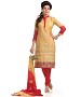 Beige And Red Cotton Embroidered Party Wear Unstitched Dress @ 45% OFF Rs 1149.00 Only FREE Shipping + Extra Discount - Cotton Suit, Buy Cotton Suit Online, unstich Suit, Straight suit, Buy Straight suit,  online Sabse Sasta in India - Dress Materials for Women - 6671/20160229