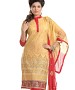 Beige And Red Cotton Embroidered Party Wear Unstitched Dress @ 45% OFF Rs 1149.00 Only FREE Shipping + Extra Discount - Cotton Suit, Buy Cotton Suit Online, unstich Suit, Straight suit, Buy Straight suit,  online Sabse Sasta in India -  for  - 6671/20160229