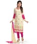 Cream And Pink Cotton Embroidered Party Wear Unstitched Dress @ 45% OFF Rs 1050.00 Only FREE Shipping + Extra Discount - Cotton Suit, Buy Cotton Suit Online, unstich Suit, Straight suit, Buy Straight suit,  online Sabse Sasta in India -  for  - 6672/20160229