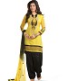 Yellow And Black Cotton Embroidered Party Wear Unstitched Dress @ 47% OFF Rs 958.00 Only FREE Shipping + Extra Discount - Chanderi Cotton Suit, Buy Chanderi Cotton Suit Online, unstich Suit, Straight suit, Buy Straight suit,  online Sabse Sasta in India - Palazzo Pants for Women - 6677/20160229