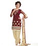 Brown And Cream Cotton Embroidered Party Wear Unstitched Dress @ 48% OFF Rs 988.00 Only FREE Shipping + Extra Discount - Chanderi Cotton Suit, Buy Chanderi Cotton Suit Online, unstich Suit, Straight suit, Buy Straight suit,  online Sabse Sasta in India -  for  - 6678/20160229