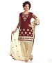 Brown And Cream Cotton Embroidered Party Wear Unstitched Dress @ 48% OFF Rs 988.00 Only FREE Shipping + Extra Discount - Chanderi Cotton Suit, Buy Chanderi Cotton Suit Online, unstich Suit, Straight suit, Buy Straight suit,  online Sabse Sasta in India - Dress Materials for Women - 6678/20160229