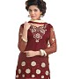 Brown And Cream Cotton Embroidered Party Wear Unstitched Dress @ 48% OFF Rs 988.00 Only FREE Shipping + Extra Discount - Chanderi Cotton Suit, Buy Chanderi Cotton Suit Online, unstich Suit, Straight suit, Buy Straight suit,  online Sabse Sasta in India - Palazzo Pants for Women - 6678/20160229