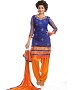 Purple And Orange Cotton Embroidered Party Wear Unstitched Dress @ 47% OFF Rs 1050.00 Only FREE Shipping + Extra Discount - Chanderi Cotton Suit, Buy Chanderi Cotton Suit Online, unstich Suit, Straight suit, Buy Straight suit,  online Sabse Sasta in India -  for  - 6679/20160229