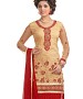 Beige And Red Cotton Embroidered Party Wear Unstitched Dress @ 47% OFF Rs 1050.00 Only FREE Shipping + Extra Discount - Chanderi Cotton Suit, Buy Chanderi Cotton Suit Online, unstich Suit, Straight suit, Buy Straight suit,  online Sabse Sasta in India -  for  - 6681/20160229