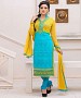 Designer Yellow And Sky Chiffon Dress Material @ 62% OFF Rs 926.00 Only FREE Shipping + Extra Discount - Dress Material, Buy Dress Material Online, salwar suits for women, dress materials for women, Buy dress materials for women,  online Sabse Sasta in India - Dress Materials for Women - 10426/20160627