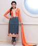 Designer Orange And Gray Chiffon Dress Material @ 62% OFF Rs 926.00 Only FREE Shipping + Extra Discount - Dress Material, Buy Dress Material Online, salwar suits for women, dress materials for women, Buy dress materials for women,  online Sabse Sasta in India - Palazzo Pants for Women - 10430/20160627
