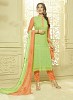 Lime Green & Orange Designer Dress Material- Top,Bottom, Buy Top,Bottom Online, Dupatta, Inner, Buy Inner,  online Sabse Sasta in India - Palazzo Pants for Women - 9218/20160518
