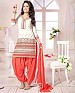 Latest orenge & white colour patiyala suit- dress material, Buy dress material Online, salwar suit, anarkali, Buy anarkali,  online Sabse Sasta in India -  for  - 4403/20151104
