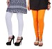 Cotton White and Orange Color Leggings Combo @ 31% OFF Rs 407.00 Only FREE Shipping + Extra Discount - Stylish legging, Buy Stylish legging Online, simple legging, Combo Deal, Buy Combo Deal,  online Sabse Sasta in India - Leggings for Women - 7027/20160318
